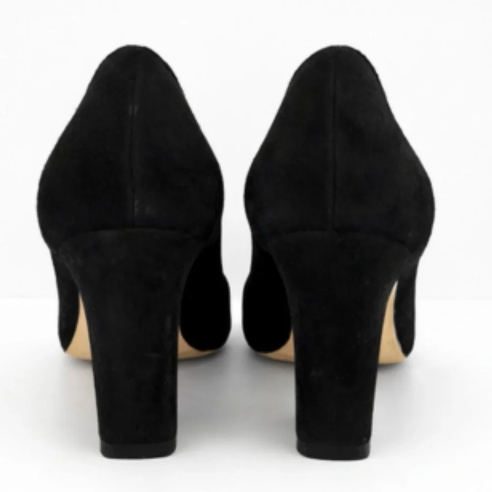 Jimmy Choo Billie Suede Pumps Block Heel Round Toe Minimalist Size US 5 EU 35 - Picture 6 of 14